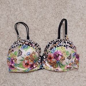 Victoria's Secret Floral & Leopard Print Very Sexy Balconnet Bra 32C